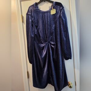 Ryegrass Blue Velvet Leopard Dress Size 1x NWT